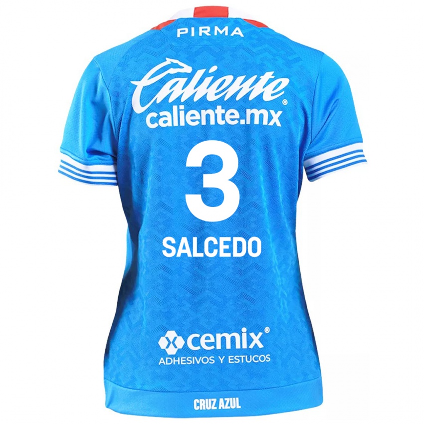 Homme Maillot Carlos Salcedo #3 Bleu Ciel Tenues Domicile 2024/25 T-Shirt Belgique