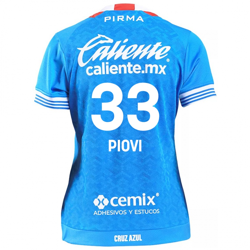 Homme Maillot Gonzalo Piovi #33 Bleu Ciel Tenues Domicile 2024/25 T-Shirt Belgique