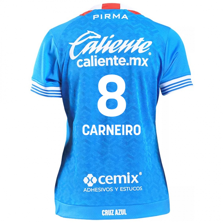 Homme Maillot Gonzalo Carneiro #8 Bleu Ciel Tenues Domicile 2024/25 T-Shirt Belgique