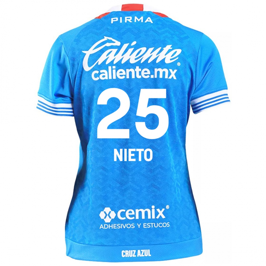 Homme Maillot Natsidieli Nieto #25 Bleu Ciel Tenues Domicile 2024/25 T-Shirt Belgique