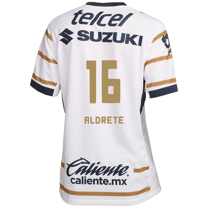 Homme Maillot Adrian Aldrete #16 Obsidienne Blanche Tenues Domicile 2024/25 T-Shirt Belgique