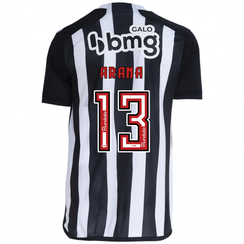 Homme Maillot Guilherme Arana #13 Blanc Noir Tenues Domicile 2024/25 T-Shirt Belgique