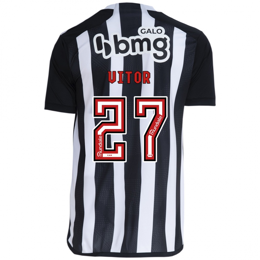 Homme Maillot Paulo Vitor #27 Blanc Noir Tenues Domicile 2024/25 T-Shirt Belgique