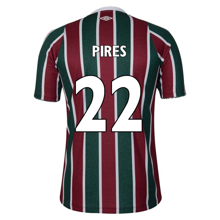 Homme Maillot Gabriel Pires #22 Vert Marron Blanc Tenues Domicile 2024/25 T-Shirt Belgique