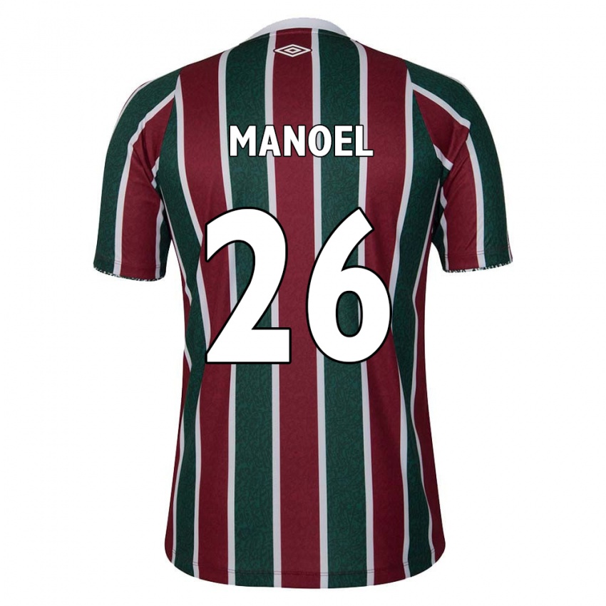 Homme Maillot Manoel #26 Vert Marron Blanc Tenues Domicile 2024/25 T-Shirt Belgique