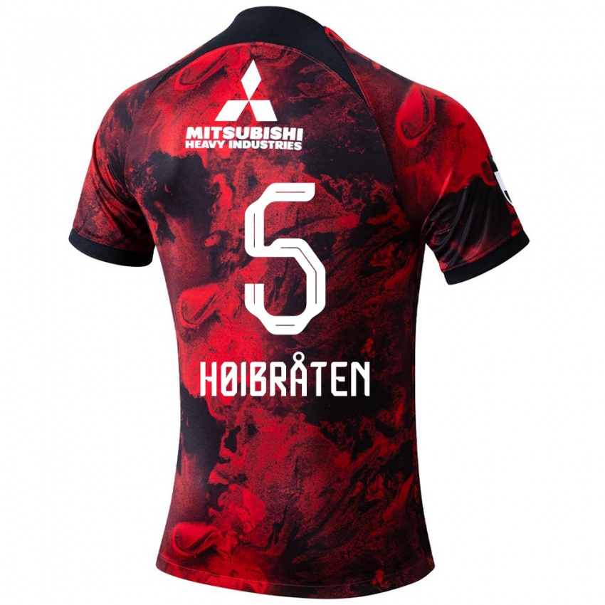 Herren Marius Høibråten #5 Rot Schwarz Heimtrikot Trikot 2024/25 T-Shirt Belgien