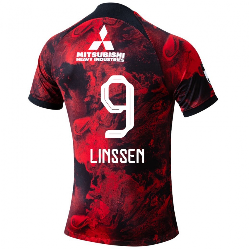 Herren Bryan Linssen #9 Rot Schwarz Heimtrikot Trikot 2024/25 T-Shirt Belgien