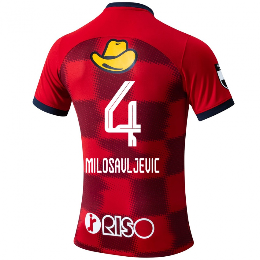 Homme Maillot Radomir Milosavljevic #4 Rouge Bleu Blanc Tenues Domicile 2024/25 T-Shirt Belgique