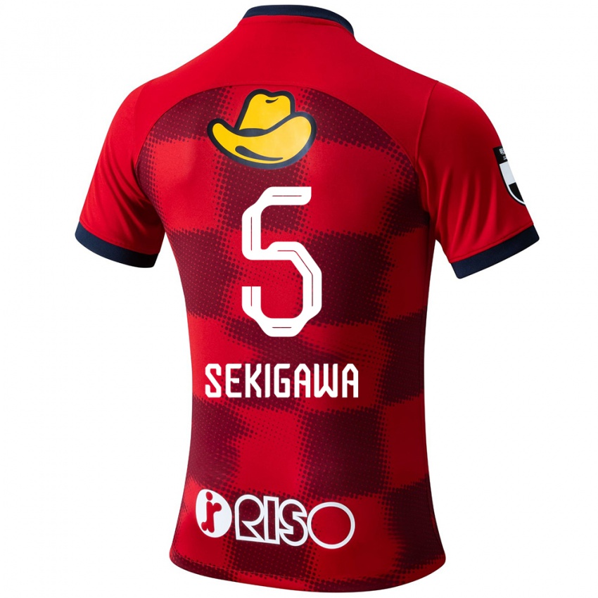 Homme Maillot Ikuma Sekigawa #5 Rouge Bleu Blanc Tenues Domicile 2024/25 T-Shirt Belgique