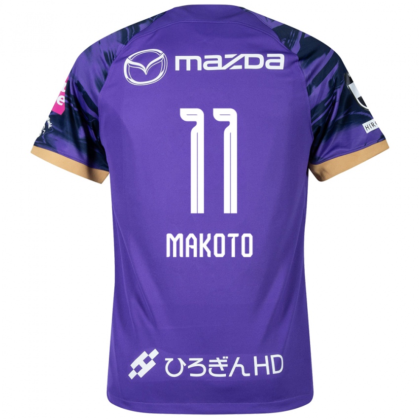 Homme Maillot Makoto Mitsuta #11 Blanc Violet Tenues Domicile 2024/25 T-Shirt Belgique