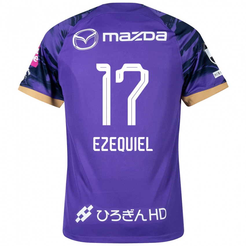 Homme Maillot Ezequiel #17 Blanc Violet Tenues Domicile 2024/25 T-Shirt Belgique