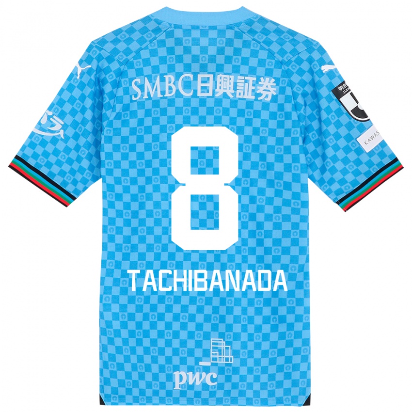 Homme Maillot Kento Tachibanada #8 Bleu Azur Tenues Domicile 2024/25 T-Shirt Belgique