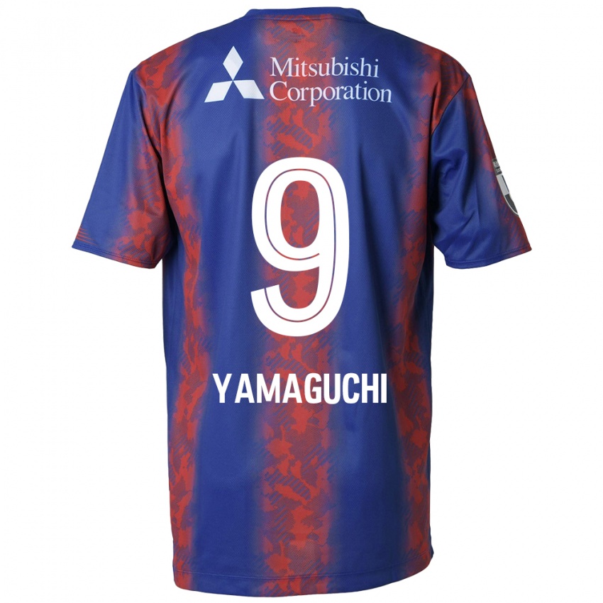 Homme Maillot Taiyo Yamaguchi #9 Bleu Rouge Tenues Domicile 2024/25 T-Shirt Belgique