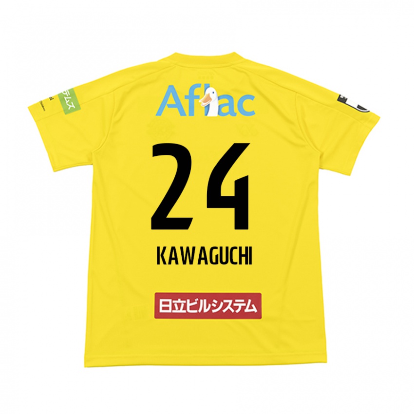 Homme Maillot Naoki Kawaguchi #24 Jaune Noir Tenues Domicile 2024/25 T-Shirt Belgique