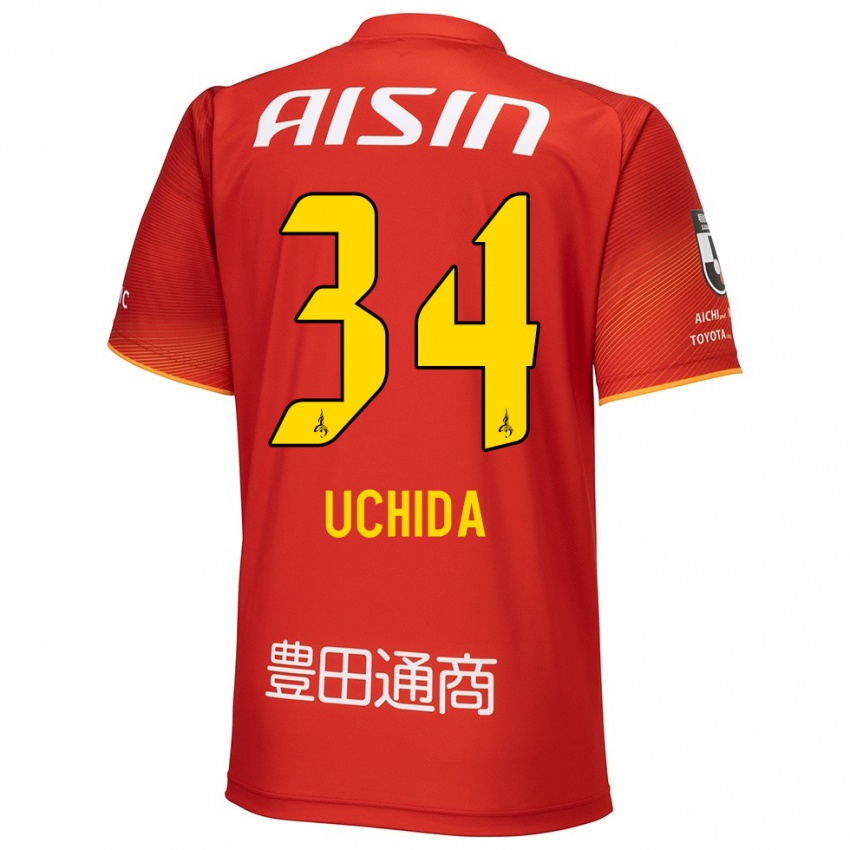 Herren Takuya Uchida #34 Rot Weiß Gelb Heimtrikot Trikot 2024/25 T-Shirt Belgien