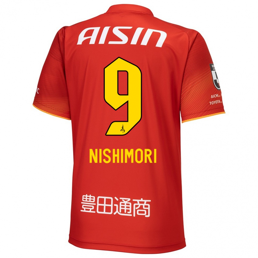 Herren Naoto Nishimori #9 Rot Weiß Gelb Heimtrikot Trikot 2024/25 T-Shirt Belgien