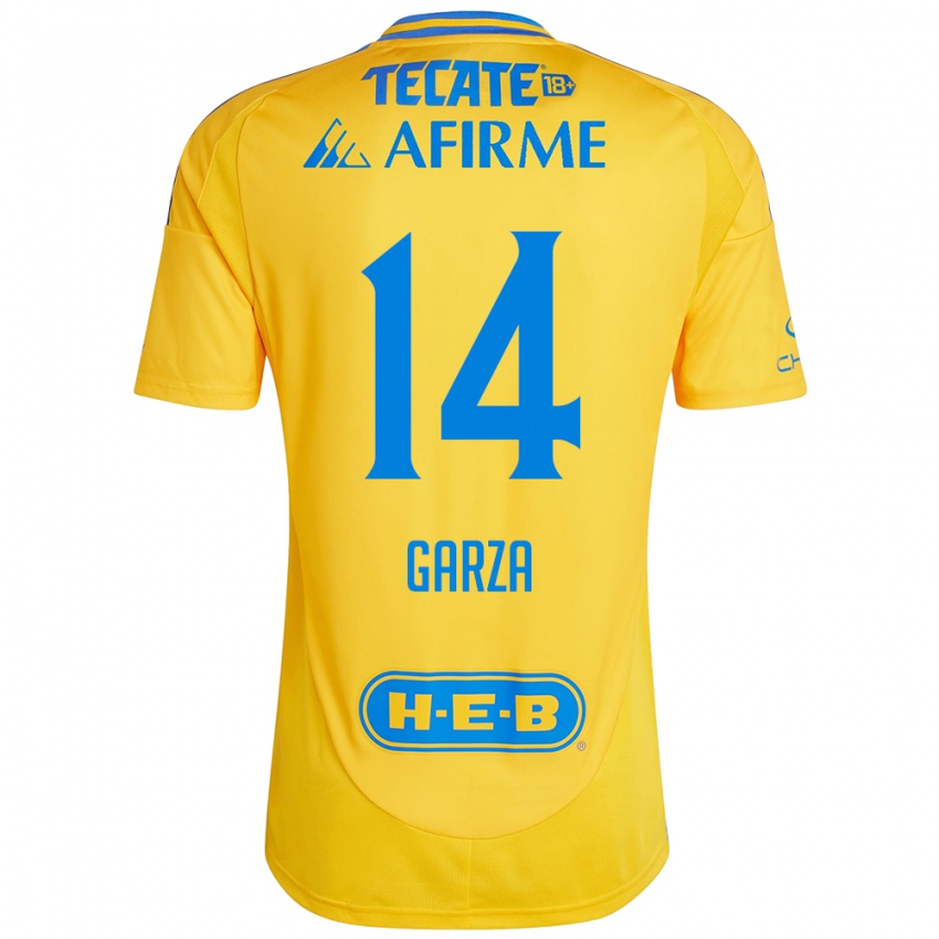 Homme Maillot Jesus Garza #14 Or Jaune Tenues Domicile 2024/25 T-Shirt Belgique