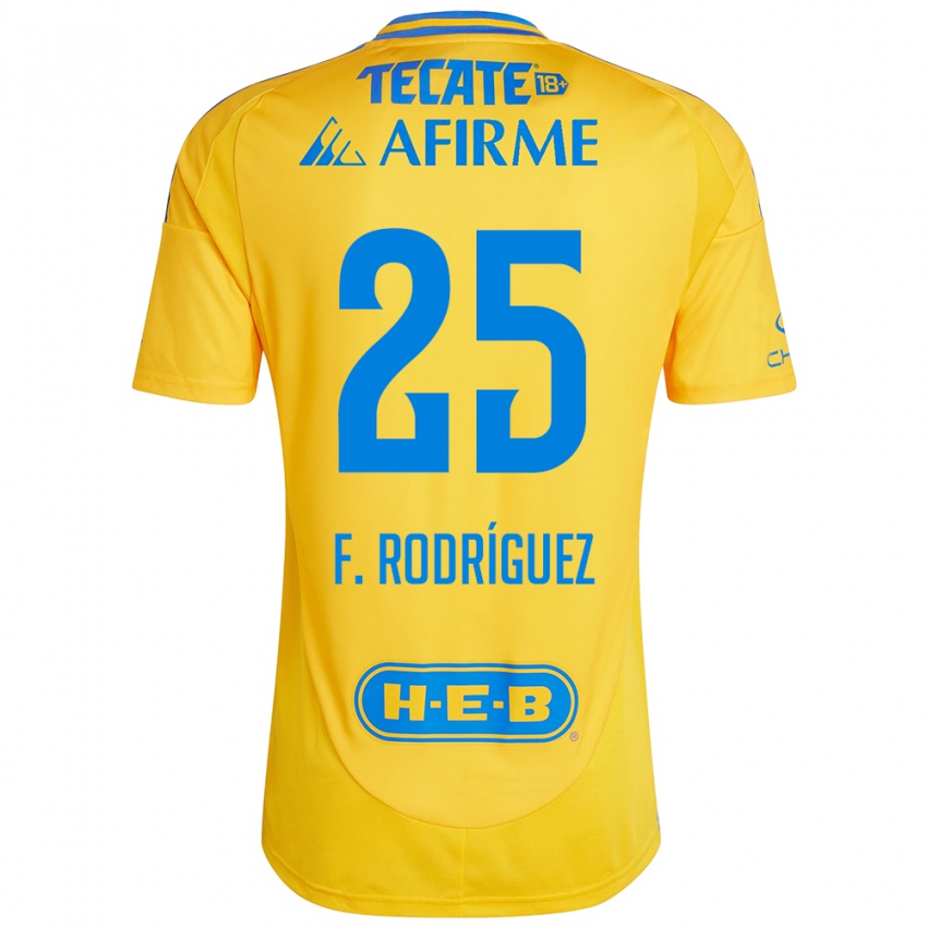 Homme Maillot Felipe Rodríguez #25 Or Jaune Tenues Domicile 2024/25 T-Shirt Belgique