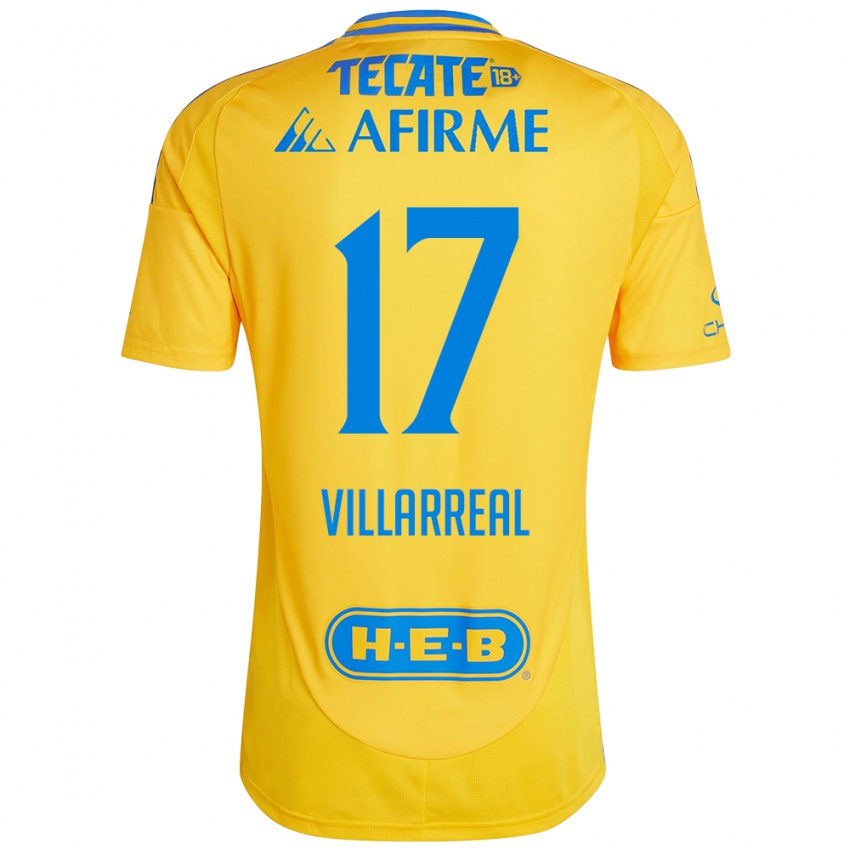 Homme Maillot Natalia Villarreal #17 Or Jaune Tenues Domicile 2024/25 T-Shirt Belgique