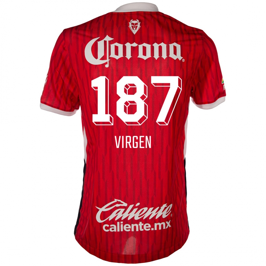 Heren Oswaldo Virgen #187 Rood Wit Thuisshirt Thuistenue 2024/25 T-Shirt België