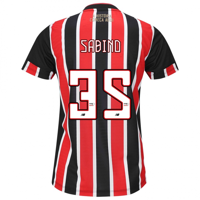 Heren Sabino #35 Zwart Rood Wit Uitshirt Uittenue 2024/25 T-Shirt België