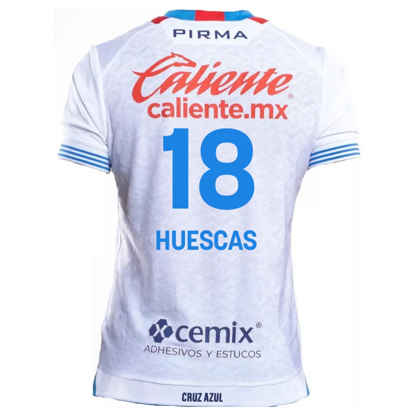 Heren Rodrigo Huescas #18 Wit Blauw Uitshirt Uittenue 2024/25 T-Shirt België