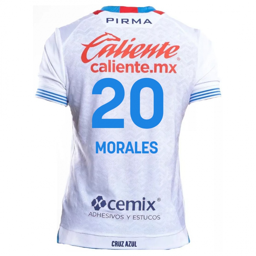 Homme Maillot Iván Morales #20 Blanc Bleu Tenues Extérieur 2024/25 T-Shirt Belgique