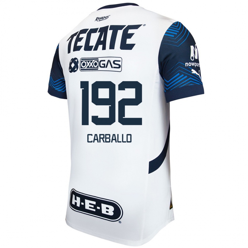 Homme Maillot Erick Carballo #192 Blanc Bleu Tenues Extérieur 2024/25 T-Shirt Belgique