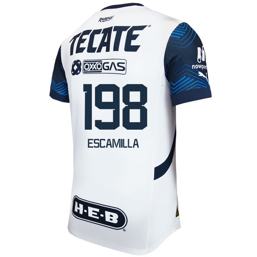 Heren Diego Escamilla #198 Wit Blauw Uitshirt Uittenue 2024/25 T-Shirt België