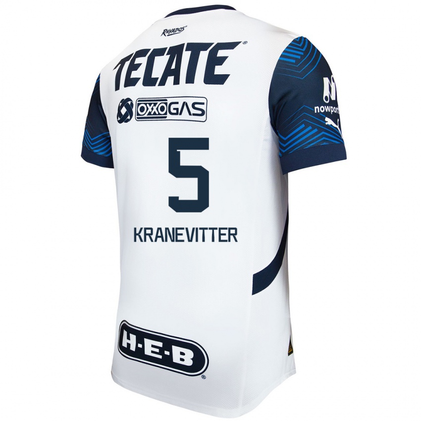 Homme Maillot Matias Kranevitter #5 Blanc Bleu Tenues Extérieur 2024/25 T-Shirt Belgique