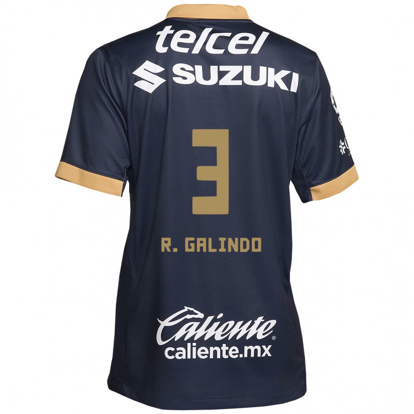 Heren José Galindo #3 Obsidiaan Goud Wit Uitshirt Uittenue 2024/25 T-Shirt België