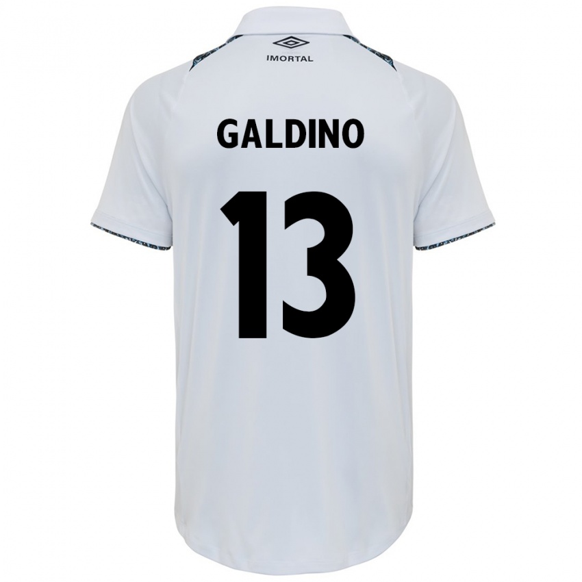 Homme Maillot Everton Galdino #13 Blanc Bleu Tenues Extérieur 2024/25 T-Shirt Belgique