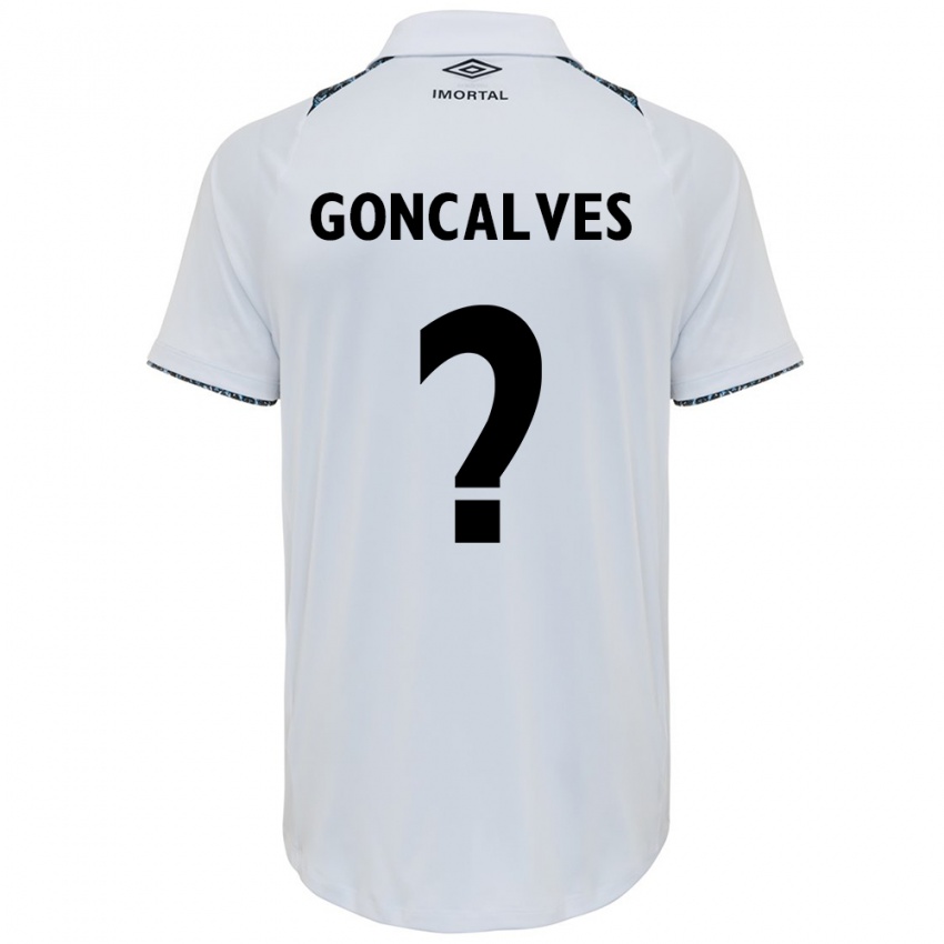 Homme Maillot Matheus Gonçalves #0 Blanc Bleu Tenues Extérieur 2024/25 T-Shirt Belgique