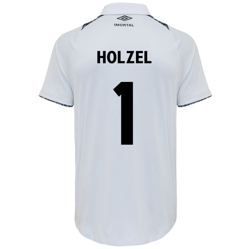 Homme Maillot Vivi Holzel #1 Blanc Bleu Tenues Extérieur 2024/25 T-Shirt Belgique