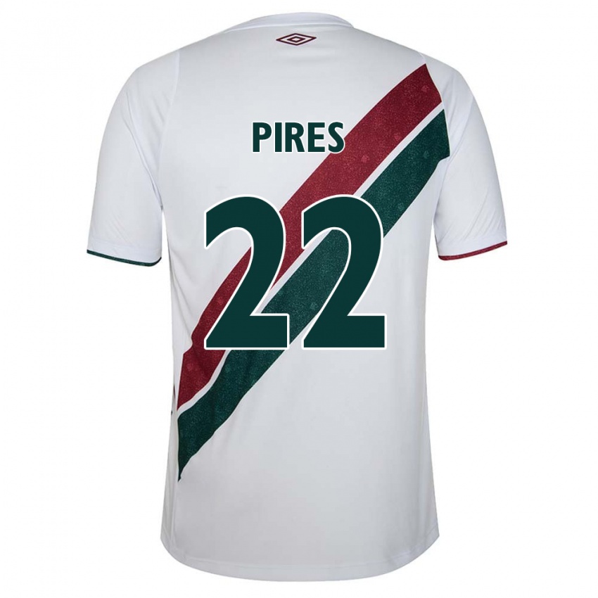 Homme Maillot Gabriel Pires #22 Blanc Vert Bordeaux Tenues Extérieur 2024/25 T-Shirt Belgique