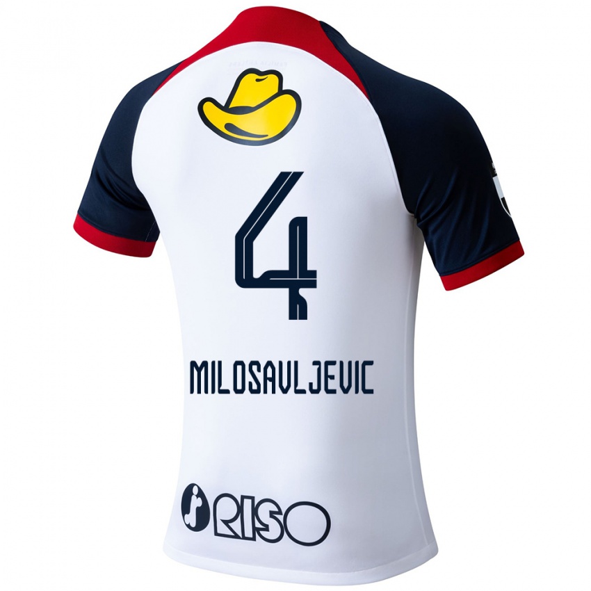 Heren Radomir Milosavljevic #4 Wit Blauw Rood Uitshirt Uittenue 2024/25 T-Shirt België