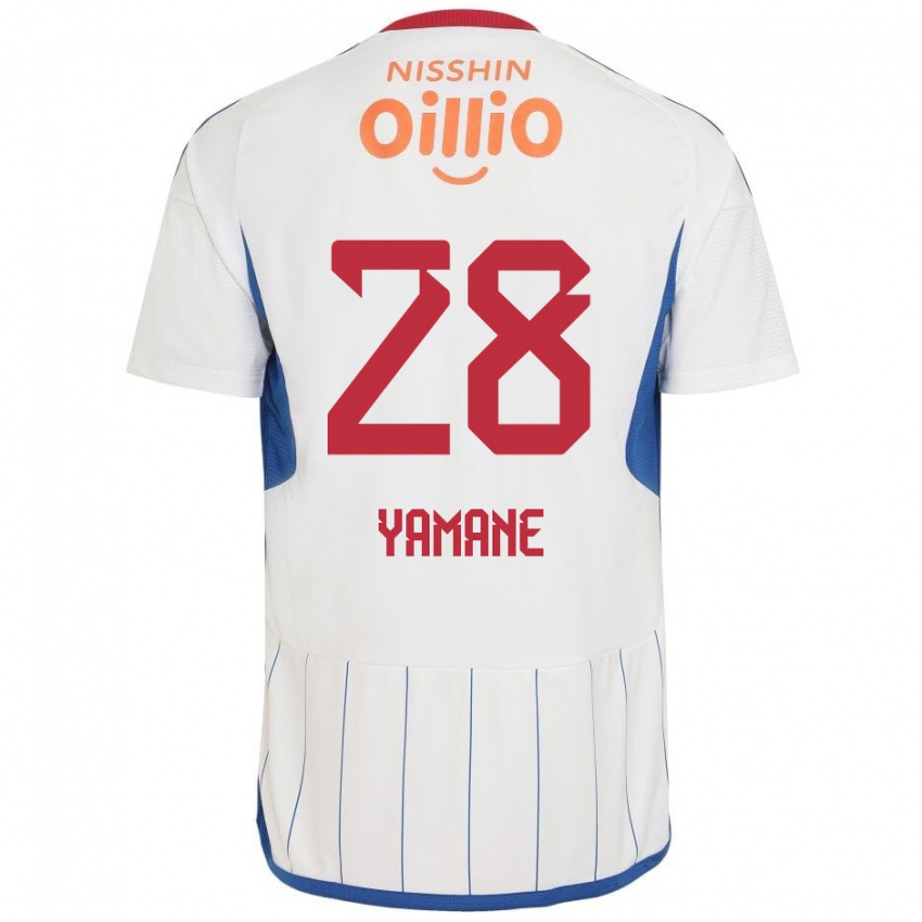 Homme Maillot Riku Yamane #28 Blanc Bleu Rouge Tenues Extérieur 2024/25 T-Shirt Belgique