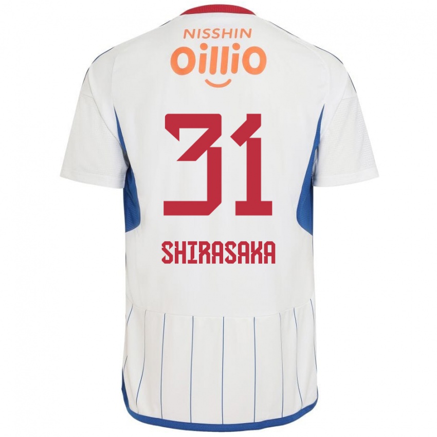 Heren Fuma Shirasaka #31 Wit Blauw Rood Uitshirt Uittenue 2024/25 T-Shirt België