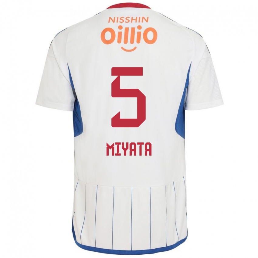 Heren Haru Miyata #5 Wit Blauw Rood Uitshirt Uittenue 2024/25 T-Shirt België