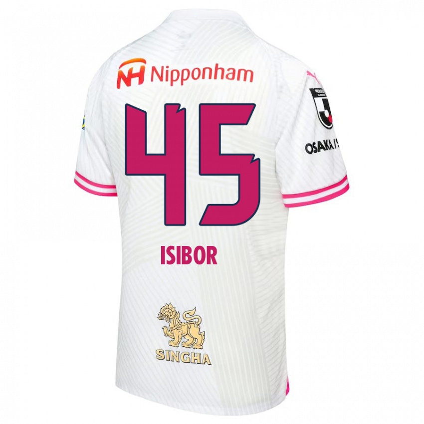 Homme Maillot Ken Isibor #45 Blanc Rose Tenues Extérieur 2024/25 T-Shirt Belgique