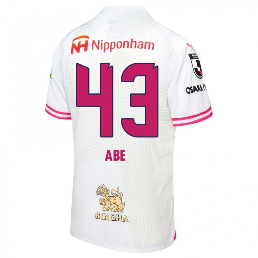 Homme Maillot Yosei Abe #43 Blanc Rose Tenues Extérieur 2024/25 T-Shirt Belgique