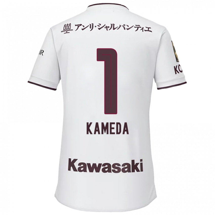 Homme Maillot Taiga Kameda #1 Blanc Rouge Tenues Extérieur 2024/25 T-Shirt Belgique