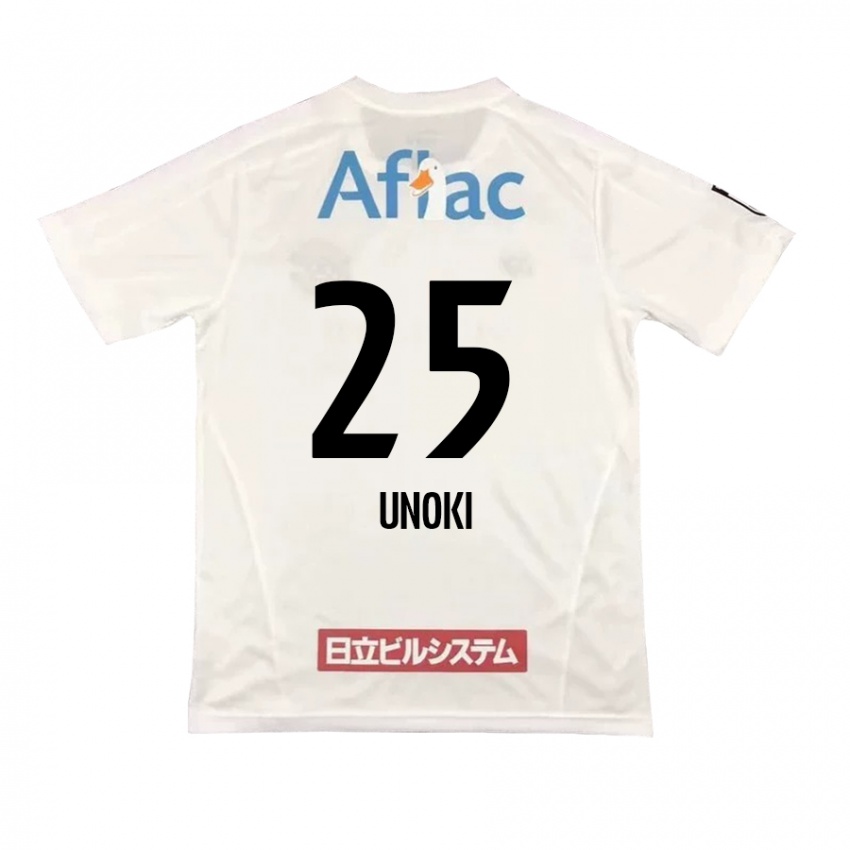 Herren Fumiya Unoki #25 Weiß Schwarz Auswärtstrikot Trikot 2024/25 T-Shirt Belgien