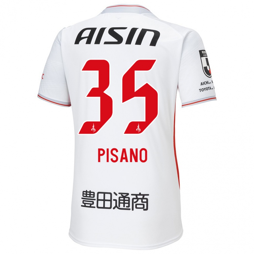 Herren Alexandre Pisano #35 Weiß Gelb Rot Auswärtstrikot Trikot 2024/25 T-Shirt Belgien