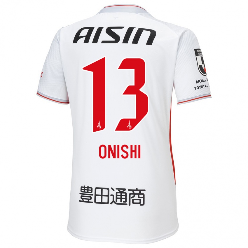 Herren Ritsu Onishi #13 Weiß Gelb Rot Auswärtstrikot Trikot 2024/25 T-Shirt Belgien