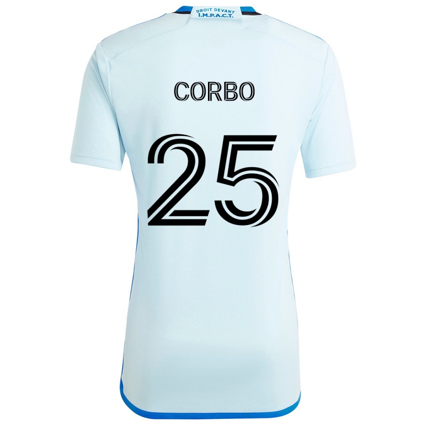 Heren Gabriele Corbo #25 Ijsblauw Uitshirt Uittenue 2024/25 T-Shirt België