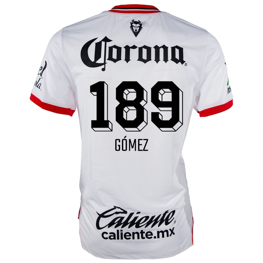 Homme Maillot Enrique Gómez #189 Blanc Rouge Tenues Extérieur 2024/25 T-Shirt Belgique