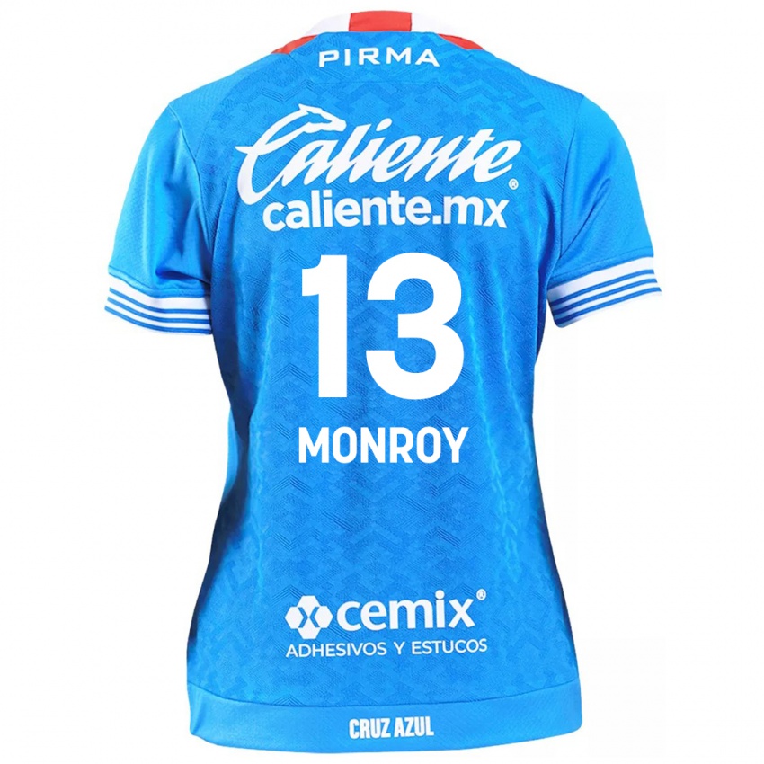 Femme Maillot Daniela Monroy #13 Bleu Ciel Tenues Domicile 2024/25 T-Shirt Belgique