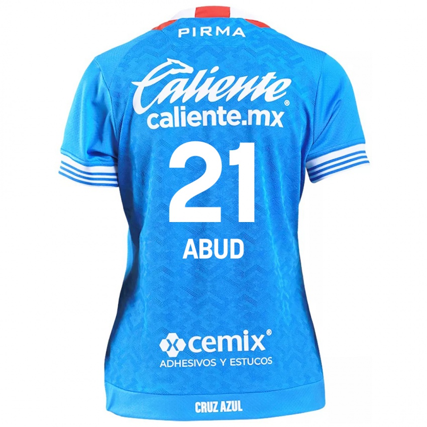 Femme Maillot Karime Abud #21 Bleu Ciel Tenues Domicile 2024/25 T-Shirt Belgique