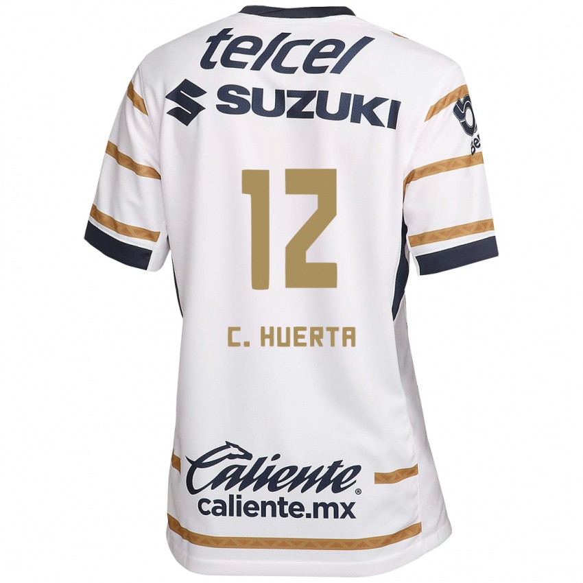 Femme Maillot Cesar Huerta #12 Obsidienne Blanche Tenues Domicile 2024/25 T-Shirt Belgique